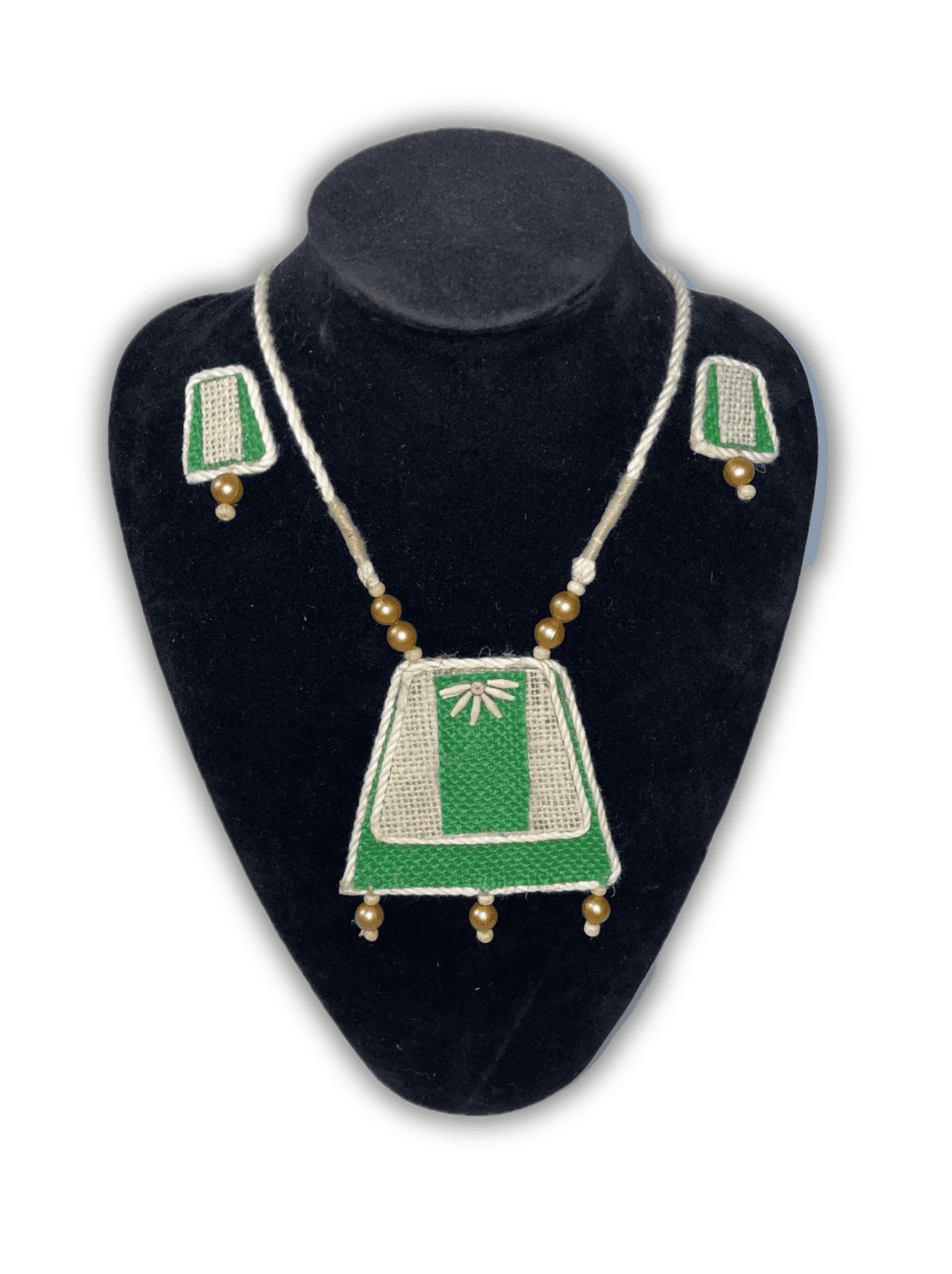 Mountain tassel jewelry set Green JUTE JEWELRY