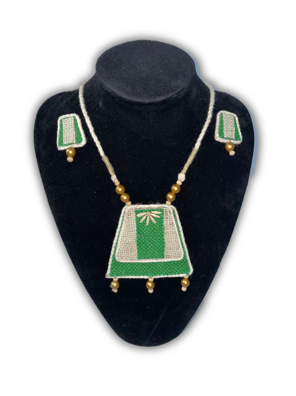 Mountain tassel jewelry set Green JUTE JEWELRY