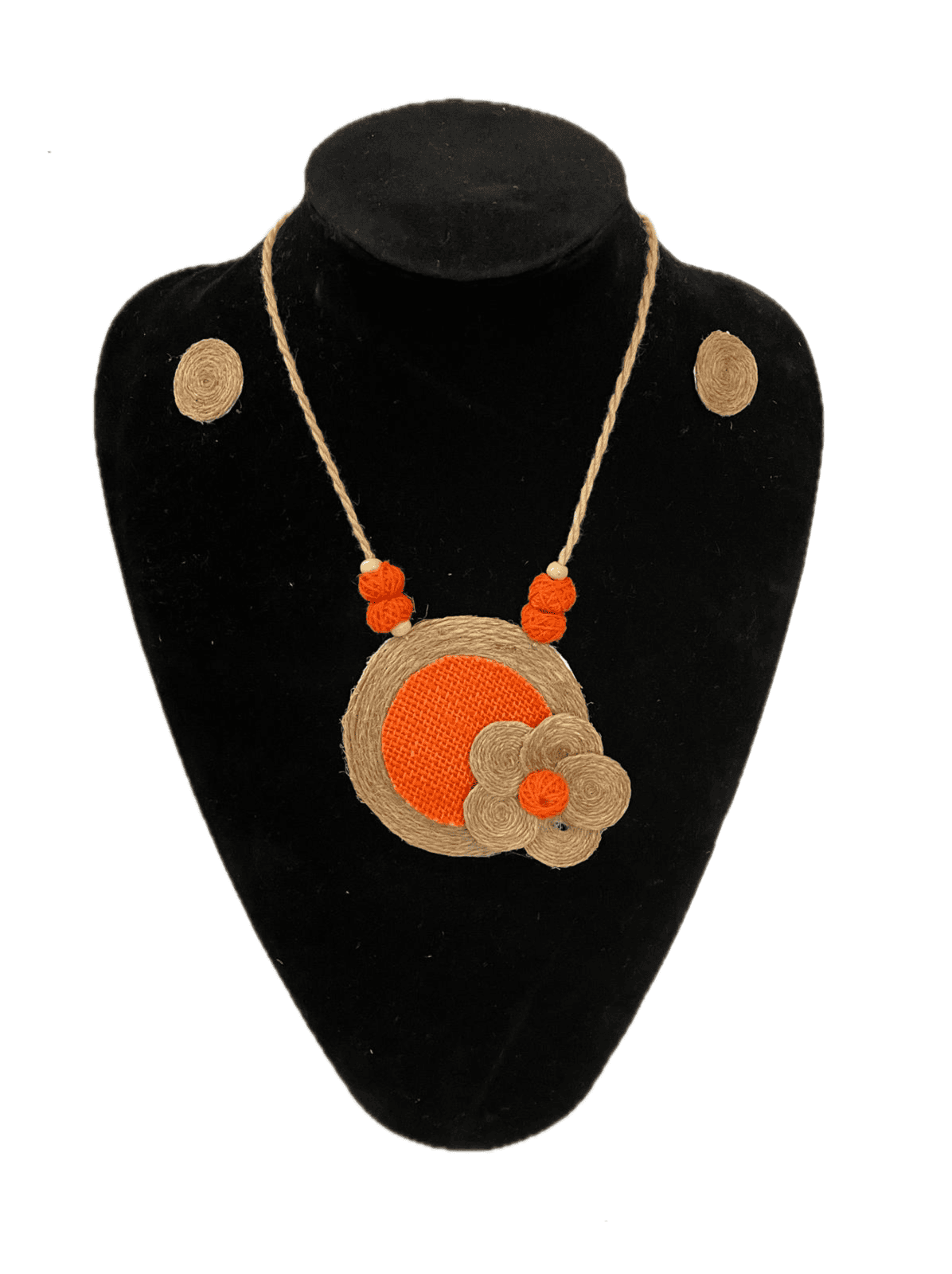Jute Rounded Orange Flower Tassel Set