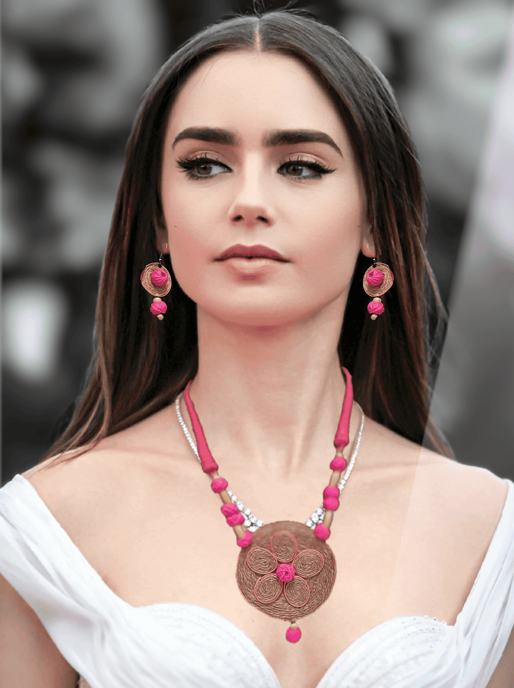 Jute Rounded Pink Tassel Set