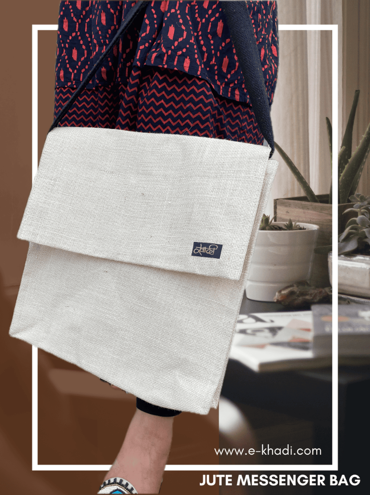 White Jute Messenger Bag – Stylish, Sustainable, and Perfect for Everyday Use