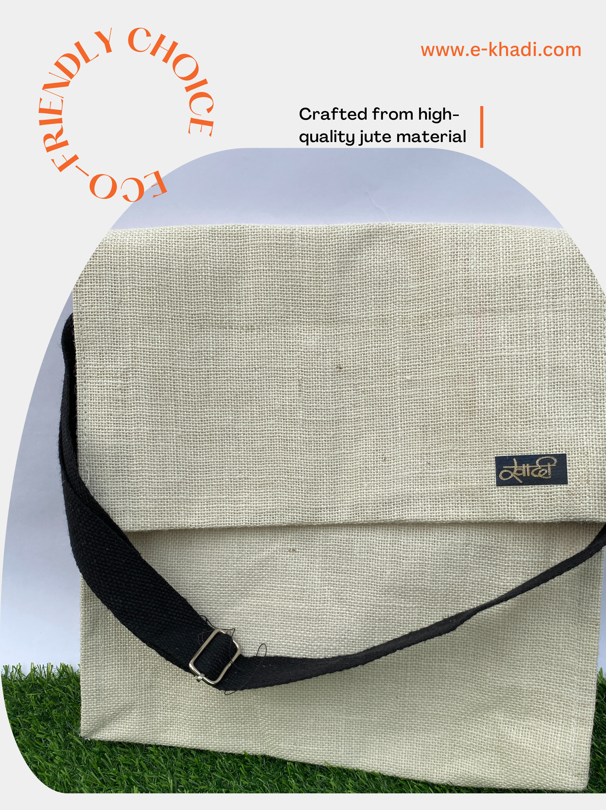 Handwoven White Jute Messenger Bag