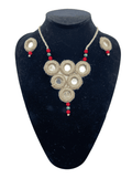 Jute with mirror mountain colored tassel necklace set