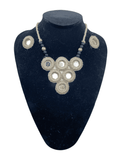 Jute with mirror mountain tassel necklace set