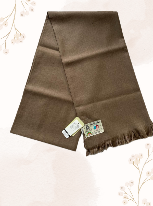 Kashmiri heavy wool gents plain shawl Brown WOOL
