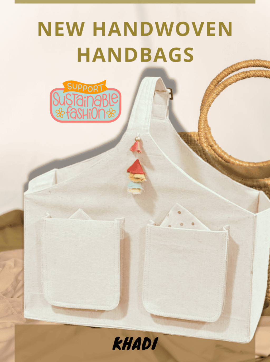 Khadi Women's Handbag – Timeless Elegance with Functional Front Pockets