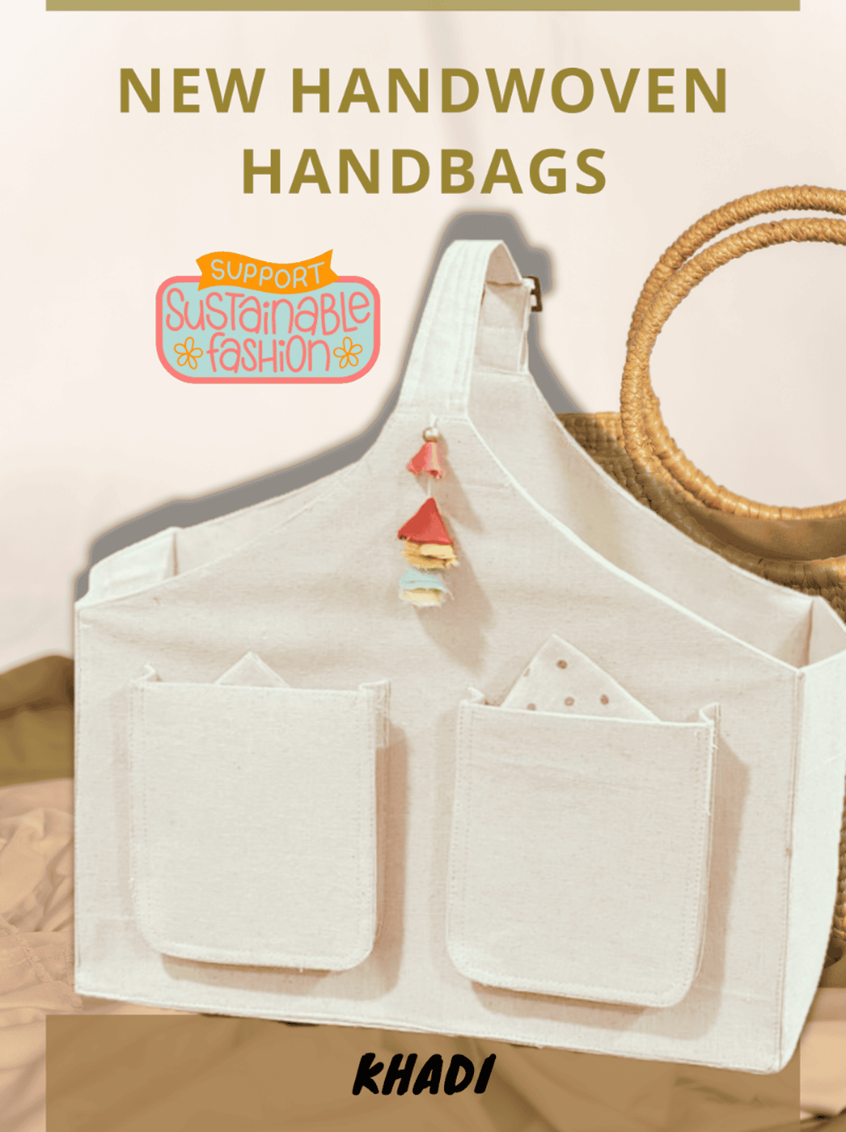 Khadi Women's Handbag – Timeless Elegance with Functional Front Pockets
