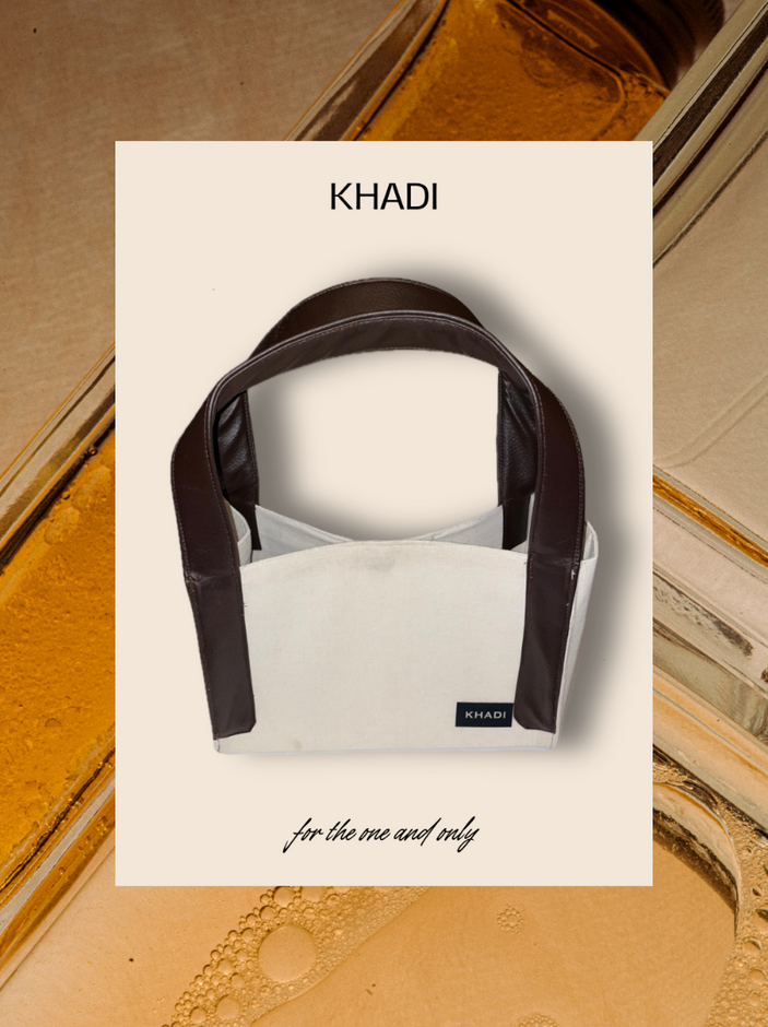 Khadi women’s hand bag with vegan leather handle - white / handbag - women