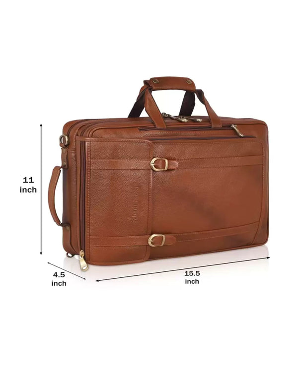 Tan Leather Office-cum-Laptop Bag