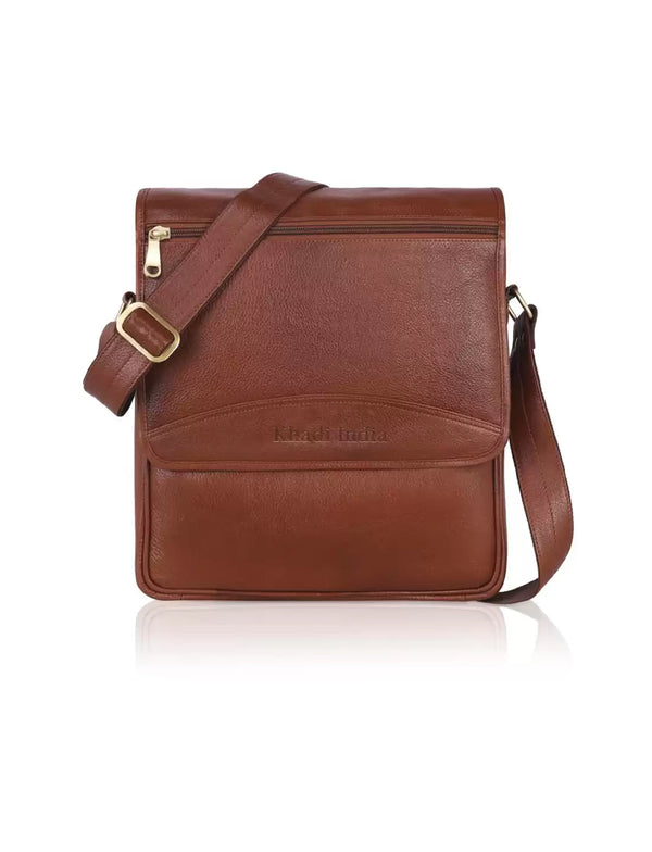 Men's messenger leather bag - Tan TAN LEATHER MESSENGER