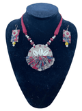 Maroon Cloth with Kawri Necklace set
