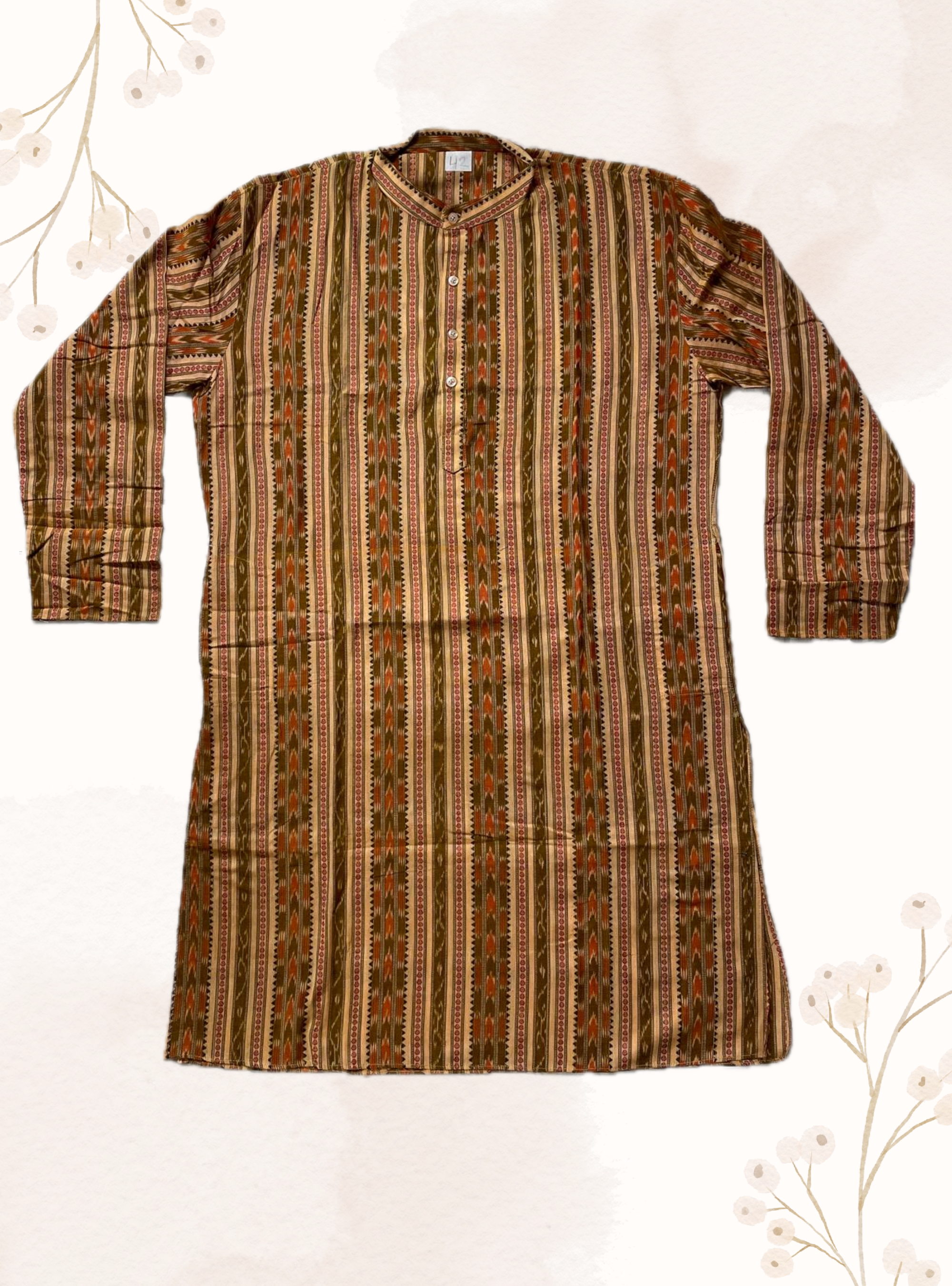 Mustard Orange Men's Sambalpuri Kurta