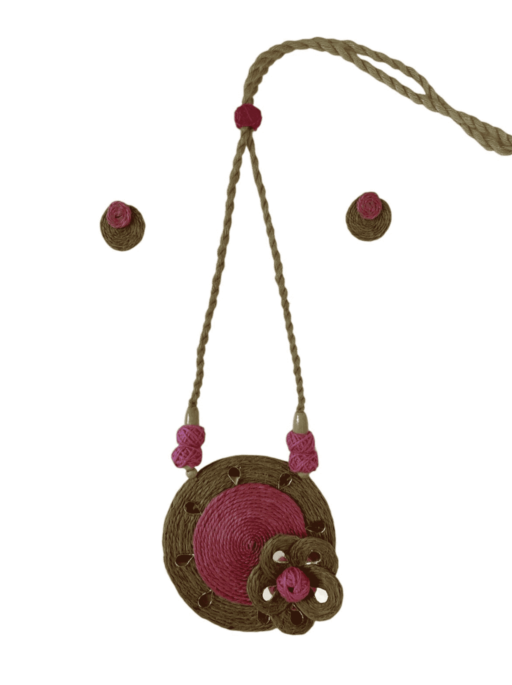 Pink Flower design necklace set