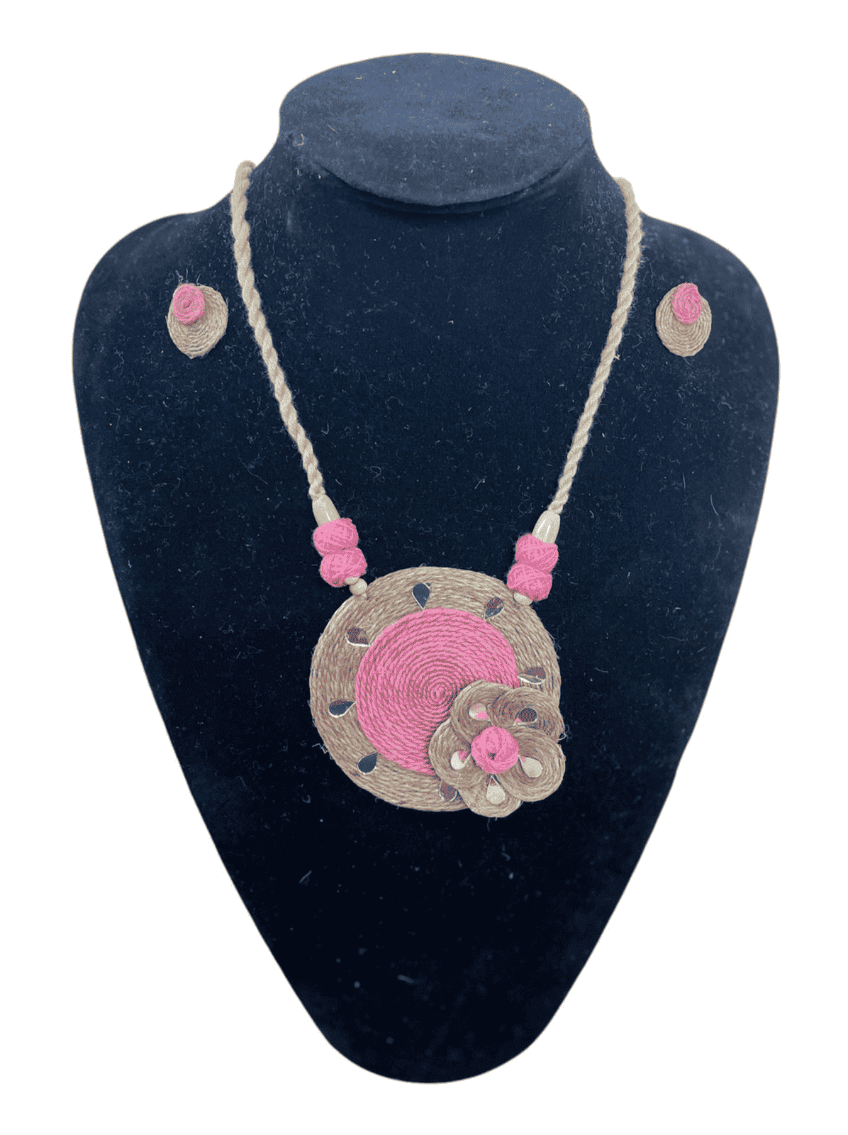 Pink Flower design necklace set