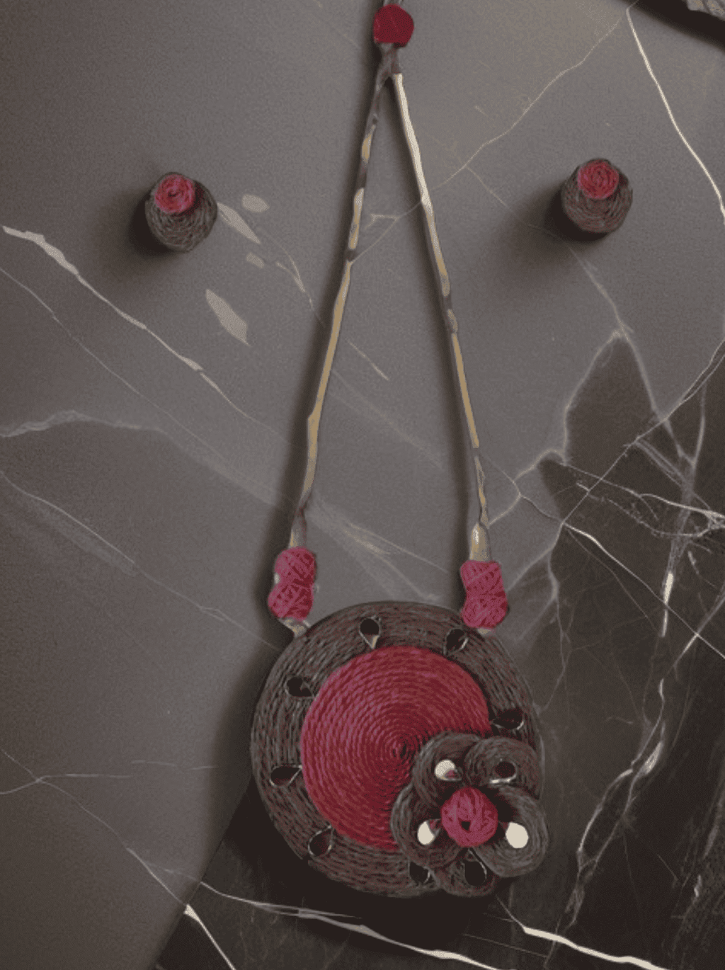 Pink Flower design necklace set