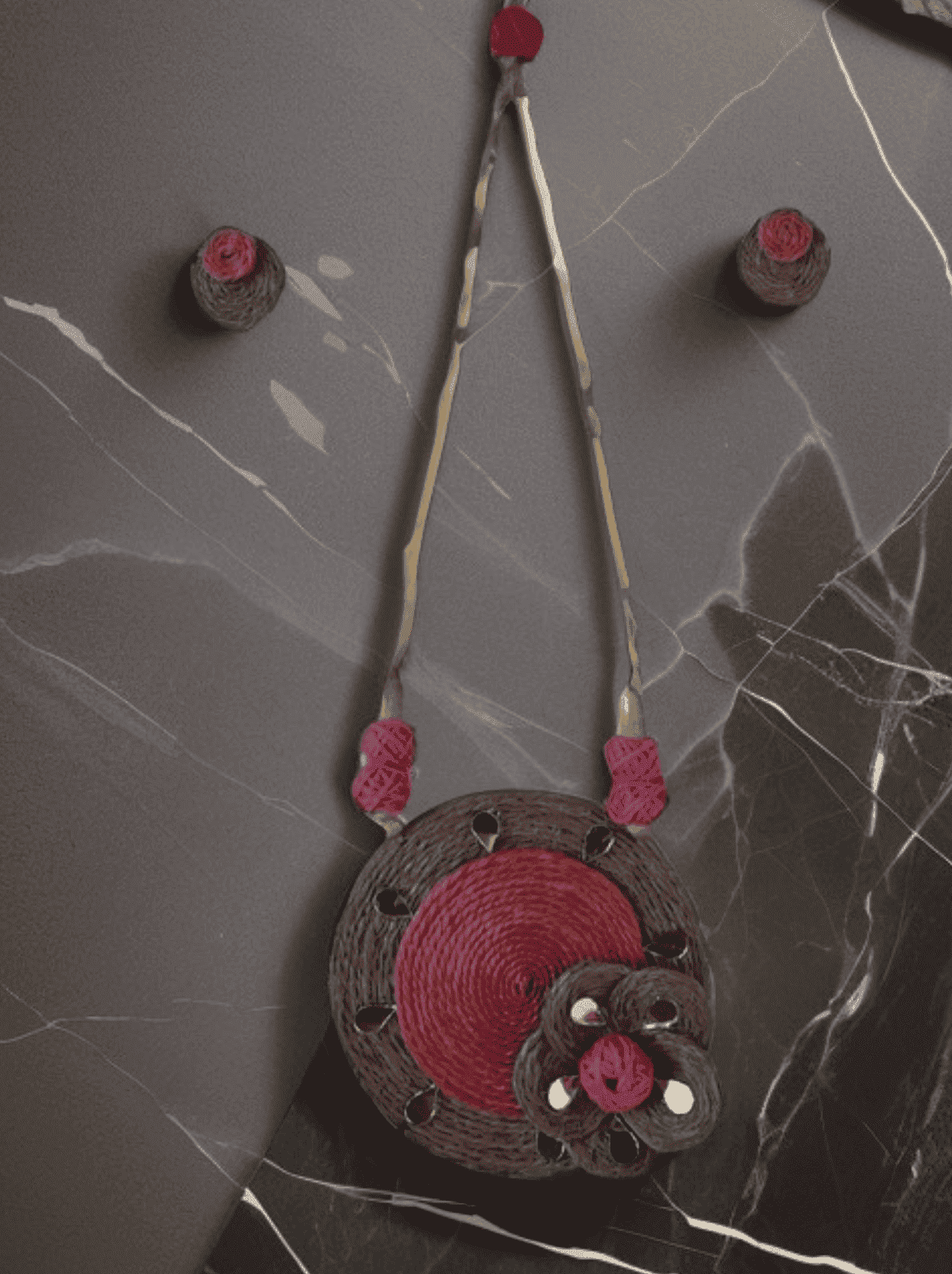 Pink Flower design necklace set