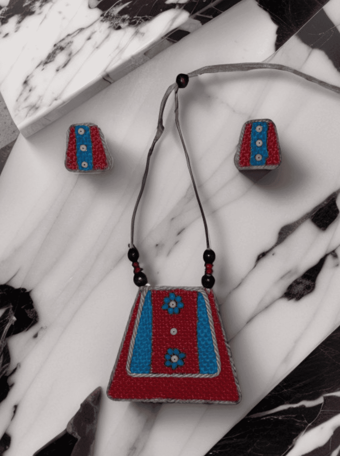 Blue mountain design necklace set - Women | E-Khadi