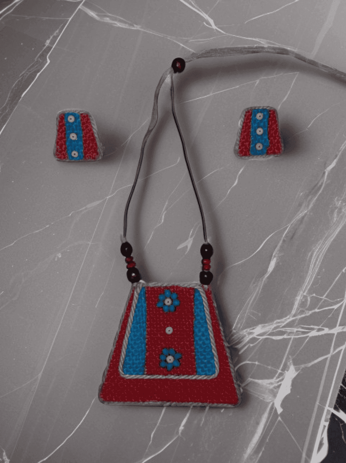 Blue mountain design necklace set - Women | E-Khadi