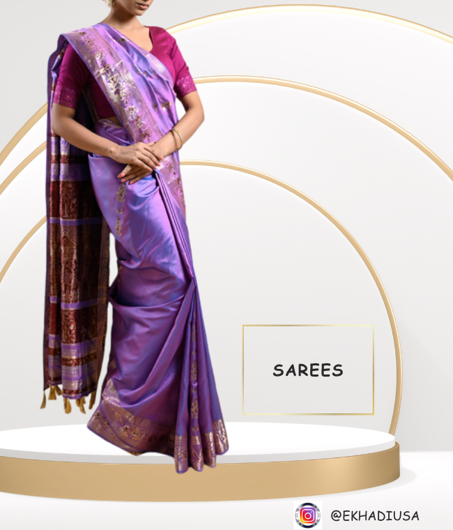 Khadi purple saree