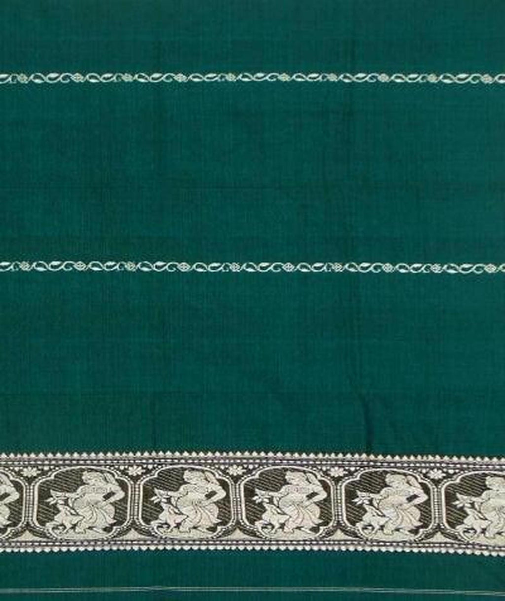 Teal green and white handwoven cotton and wool mixed shawl