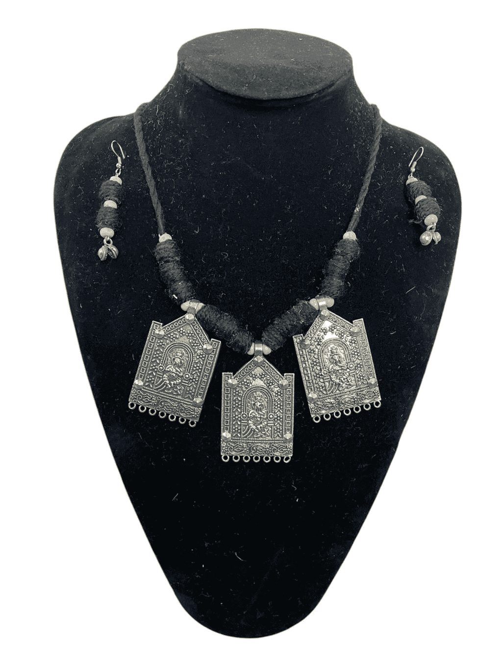 Tri-Temple shape metal necklace set - Women | E-Khadi