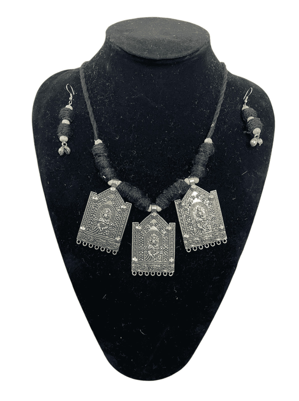 Tri-Temple shape metal necklace set - Women | E-Khadi