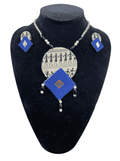 Tribal block print with blue diamond necklace set - Women | E-Khadi