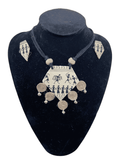 Tribal block print with burlap tassel necklace set - Women | E-Khadi