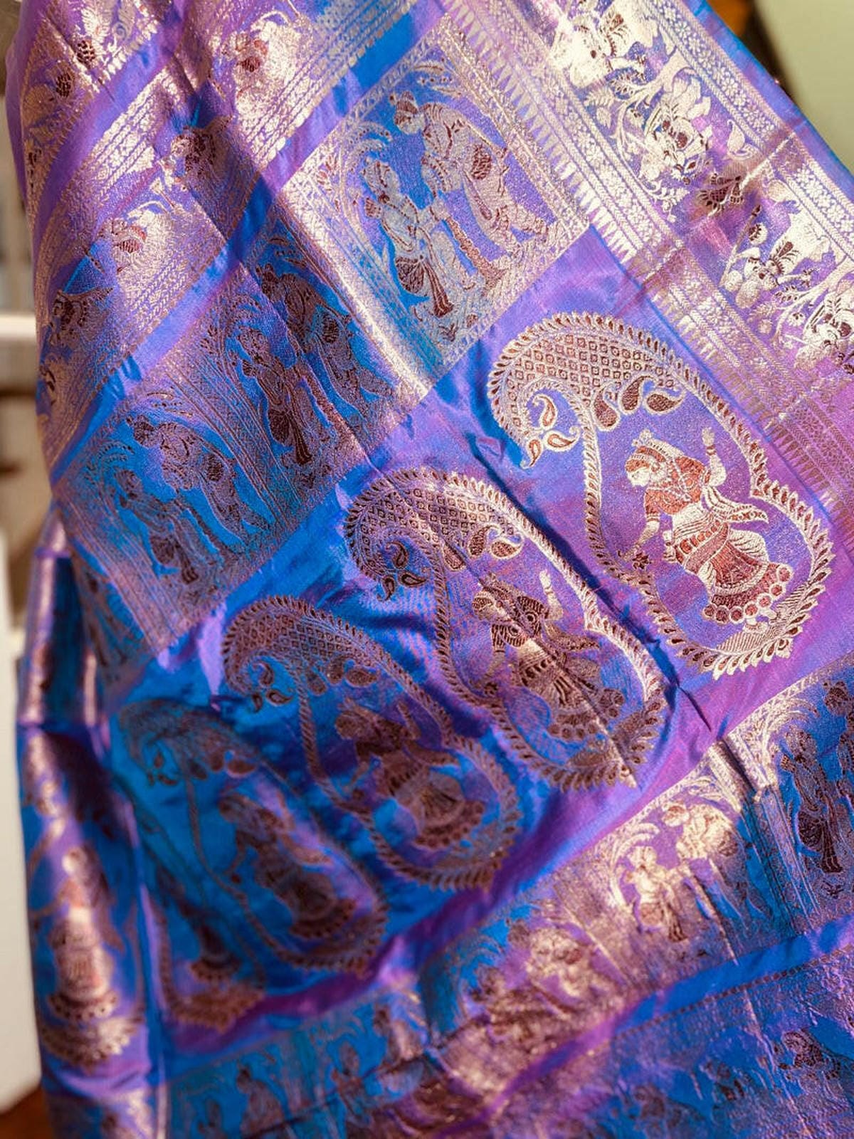 Two tone purple silk saree