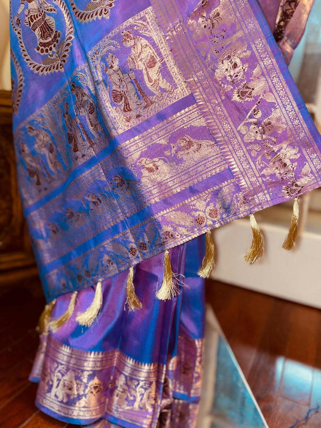 Two tone purple silk saree