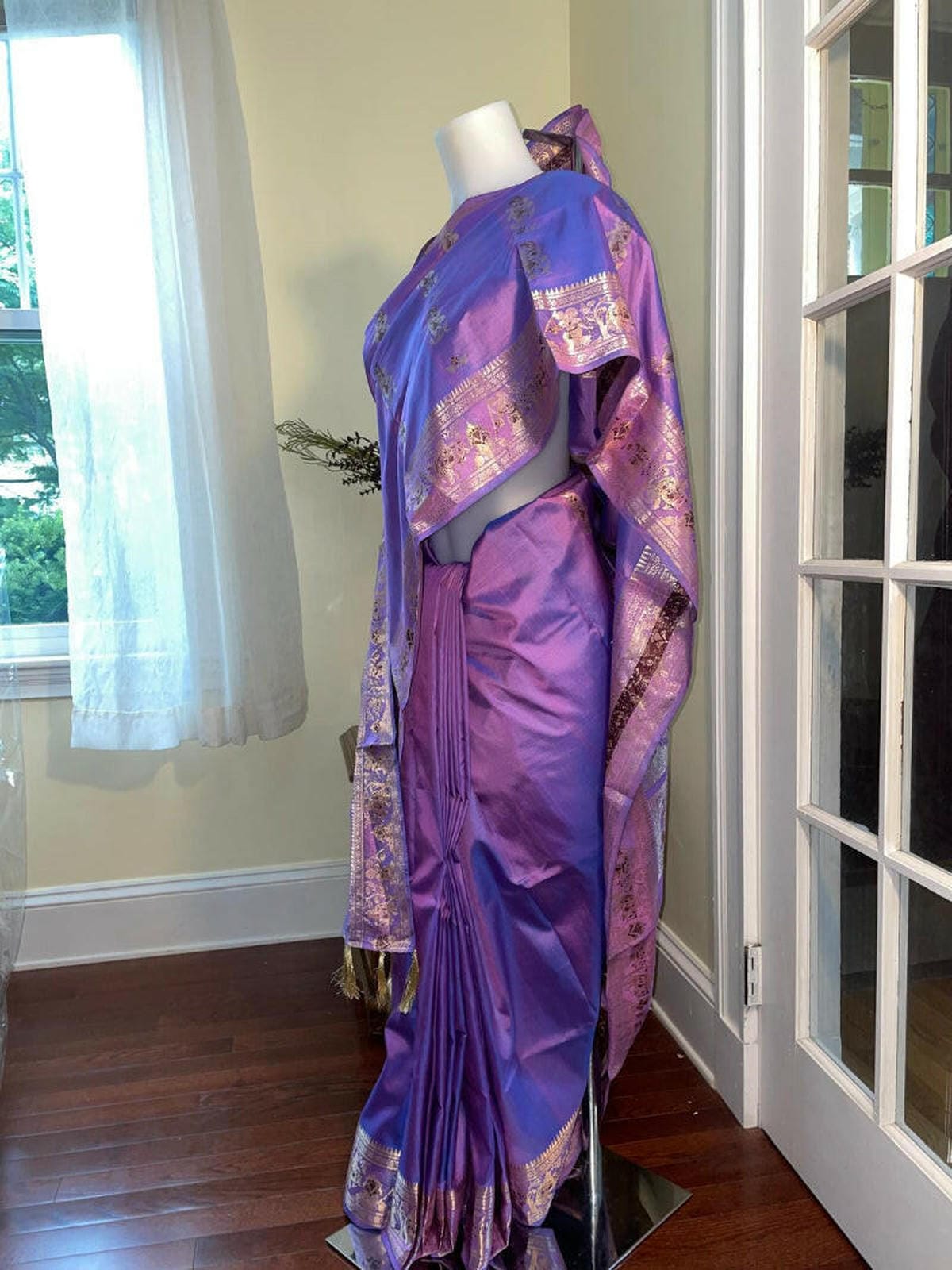 Two tone purple silk saree