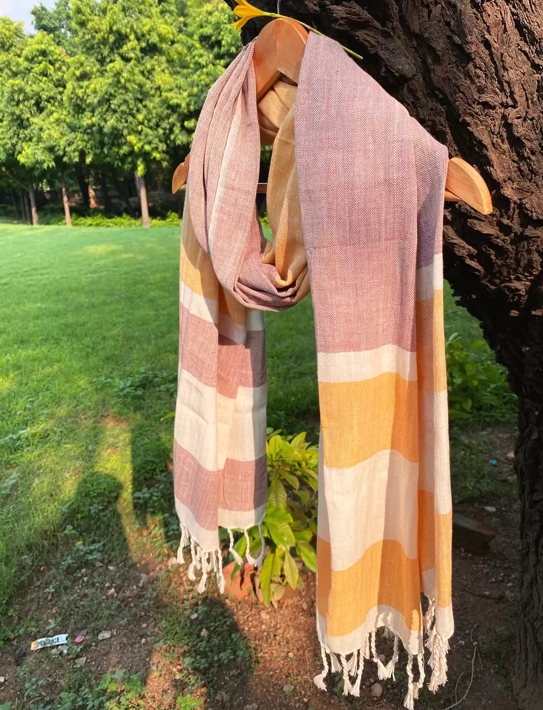 Unisex multicolor stole with two side tassel