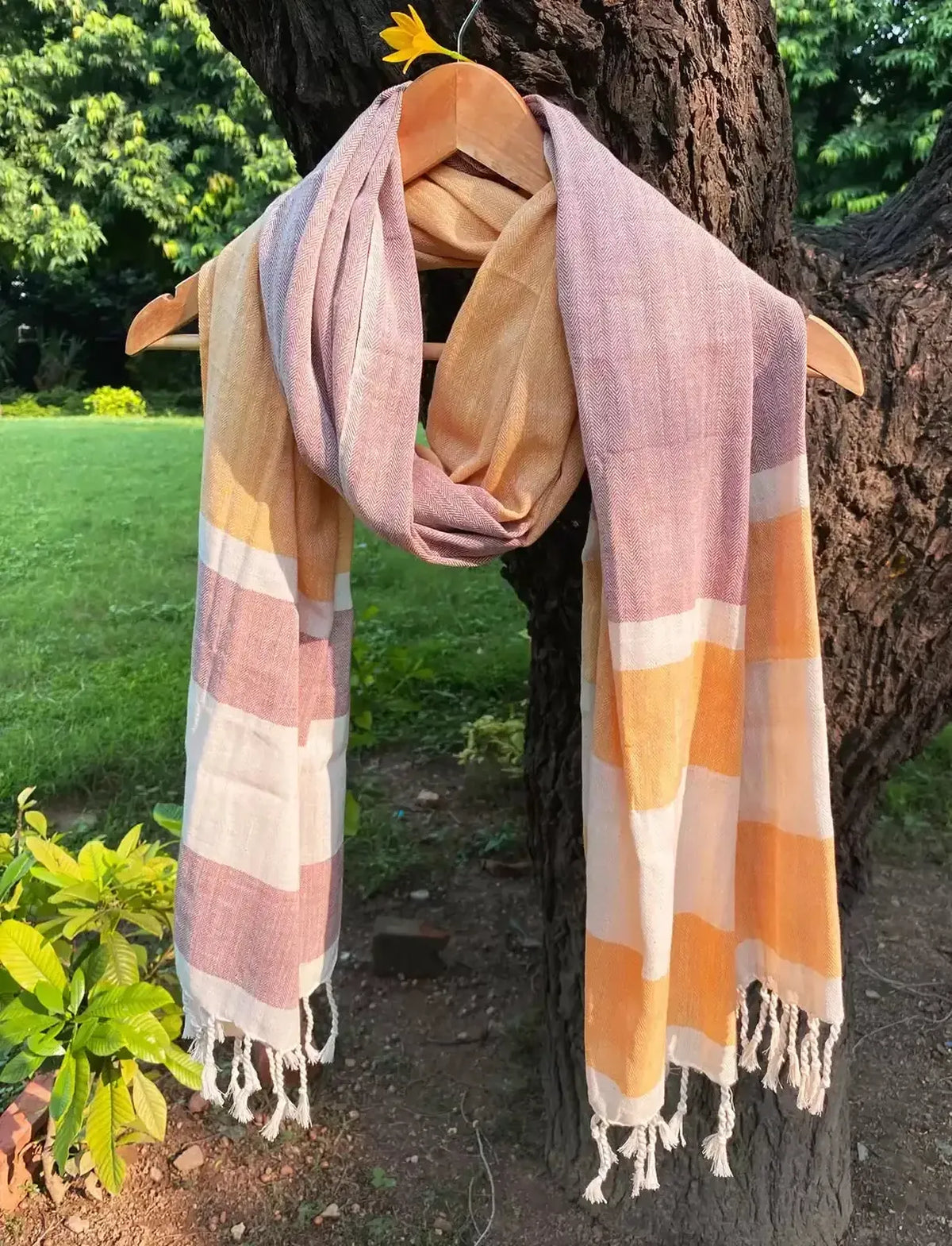 Unisex multicolor stole with two side tassel