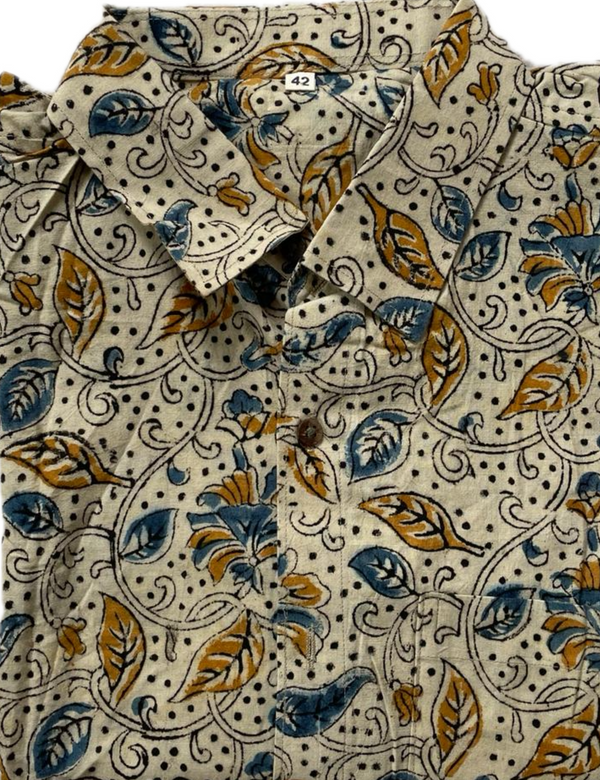 Handblock printed kalamkari cotton shirt