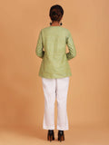 Khadi women's short kurti green GREEN M COTTON