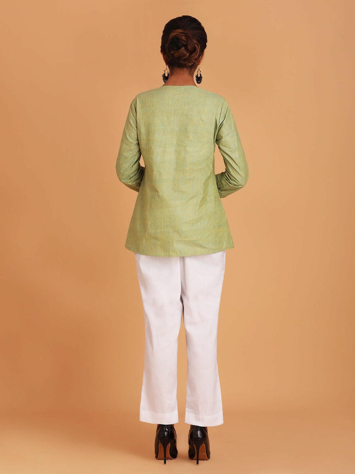 Khadi women's short kurti green GREEN M COTTON