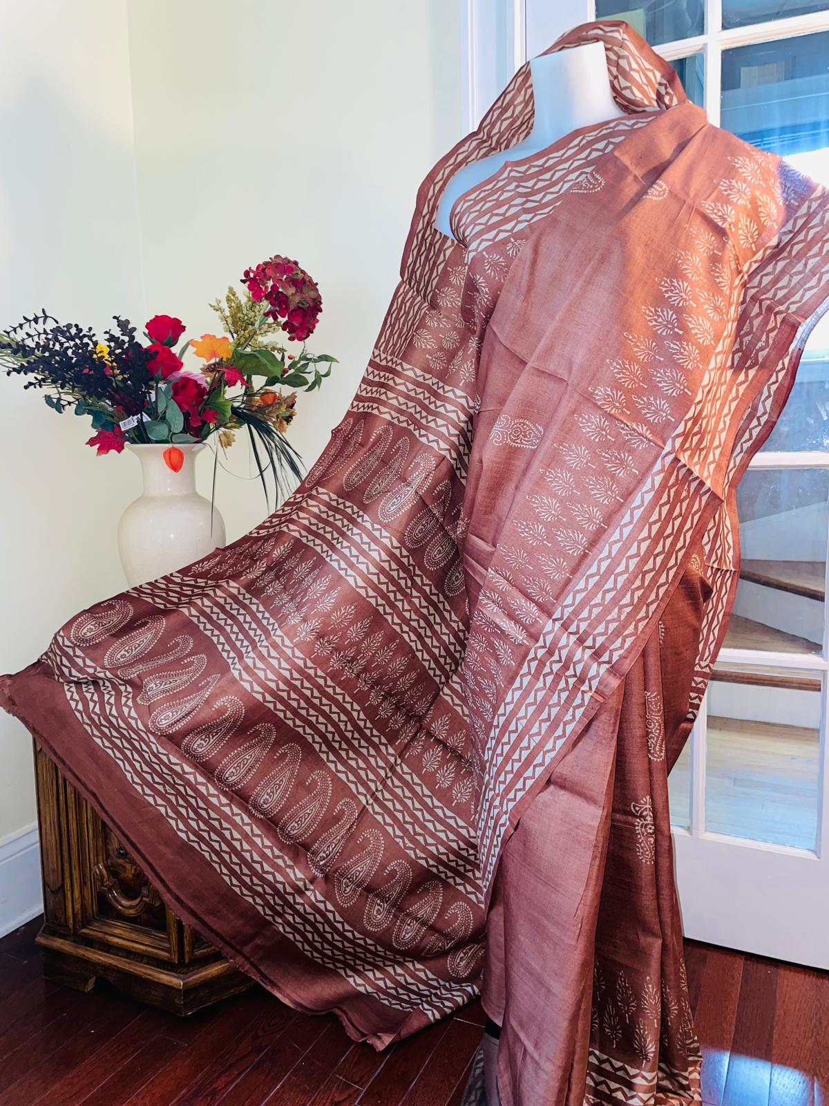 Handwoven Tussar silk saree