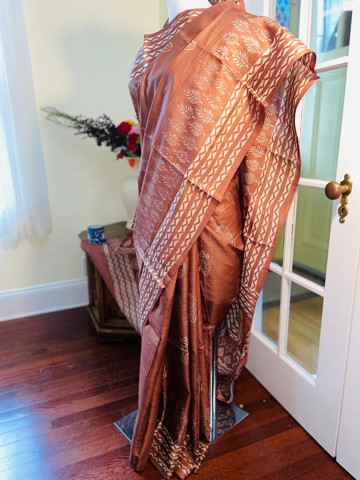 Handwoven Tussar silk saree