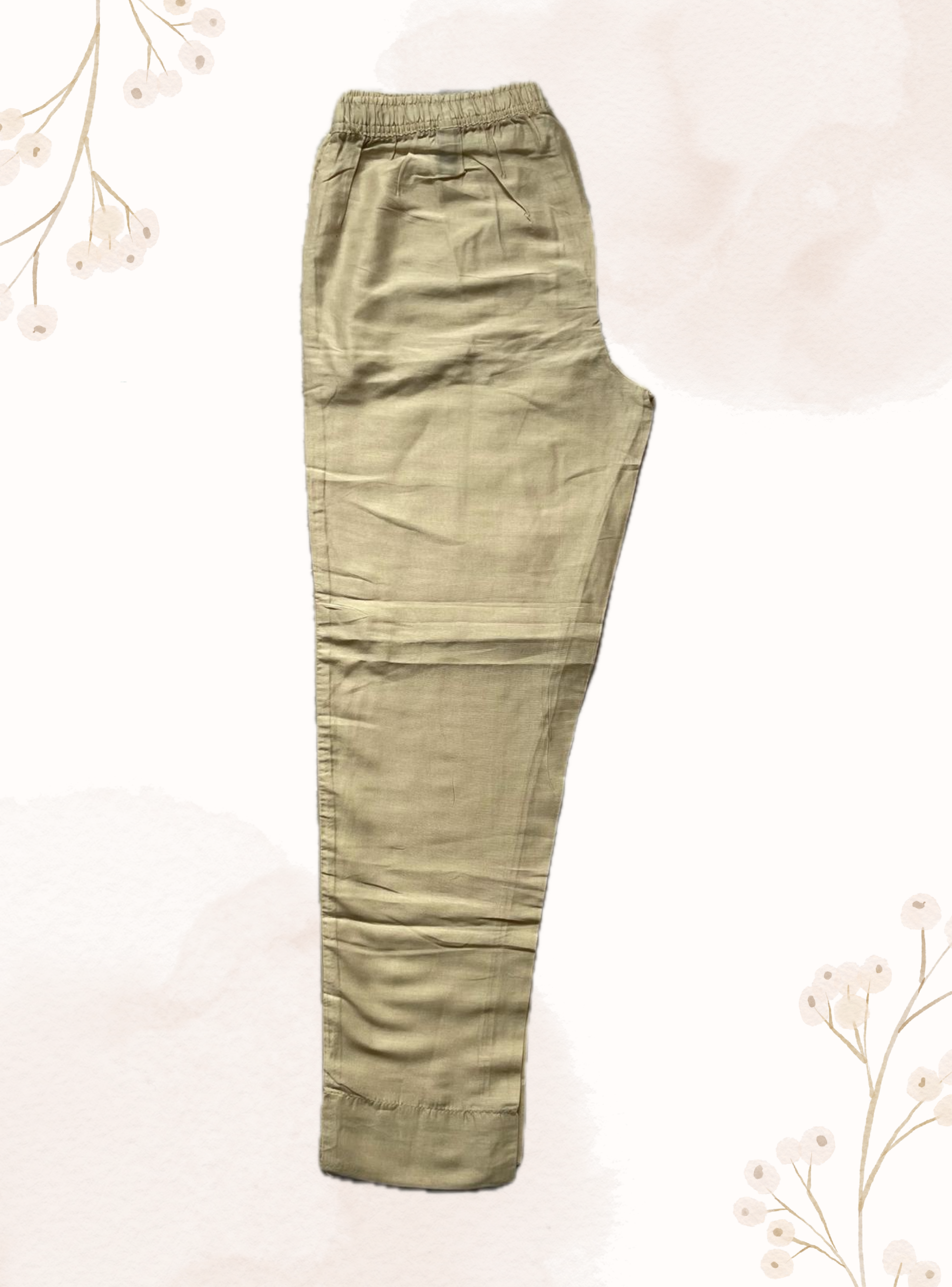 Women Beige Slim Fit Solid Regular Trousers