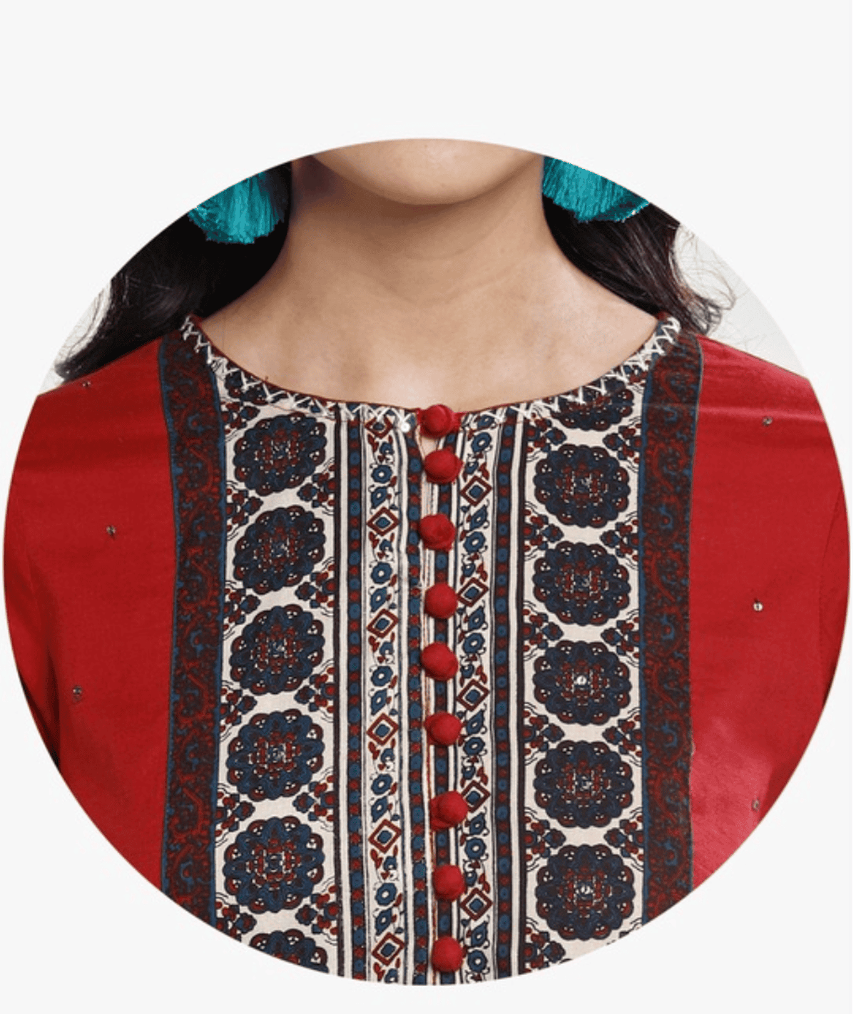 Women navy blue & red printed A-line dress COTTON NAVY S