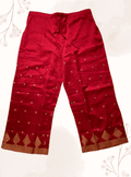 Women Red & Gold-Toned Printed Straight Palazzos RED SILK