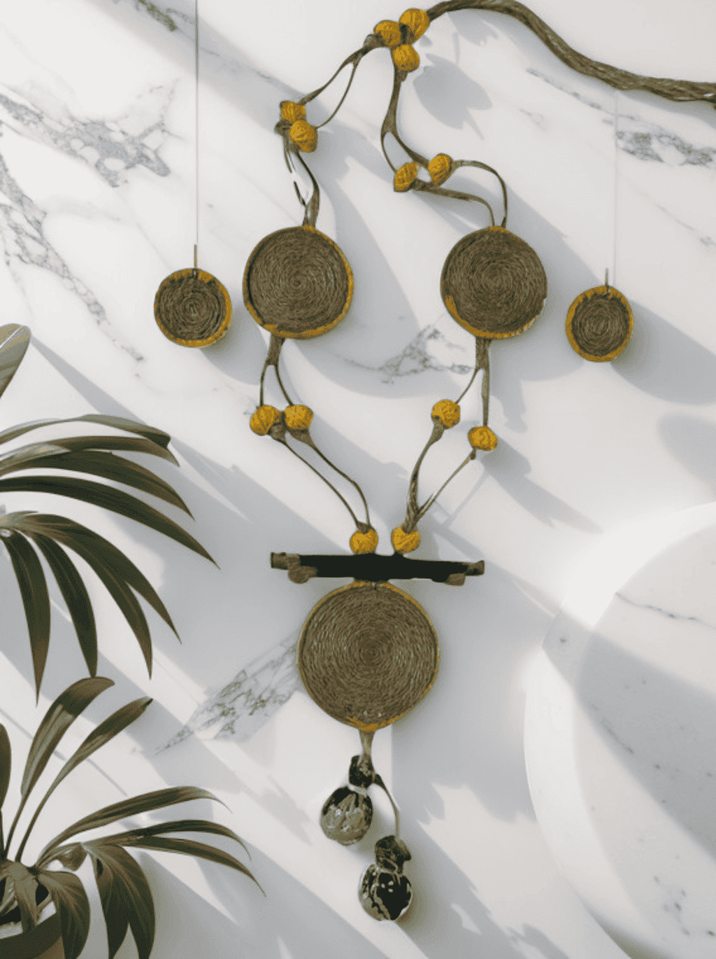 Yellow Coin shape Necklace set - Women | E-Khadi