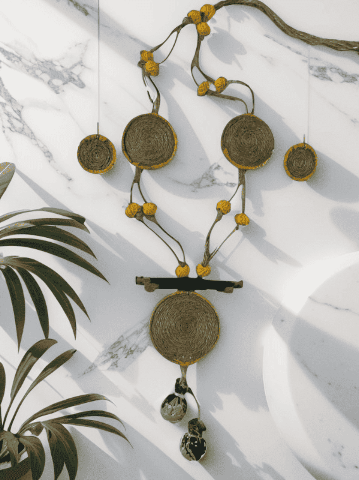 Yellow Coin shape Necklace set - Women | E-Khadi