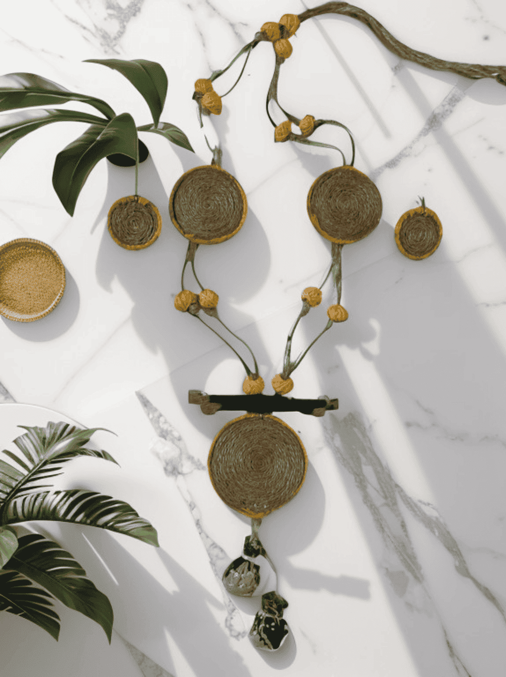 Yellow Coin shape Necklace set - Women | E-Khadi