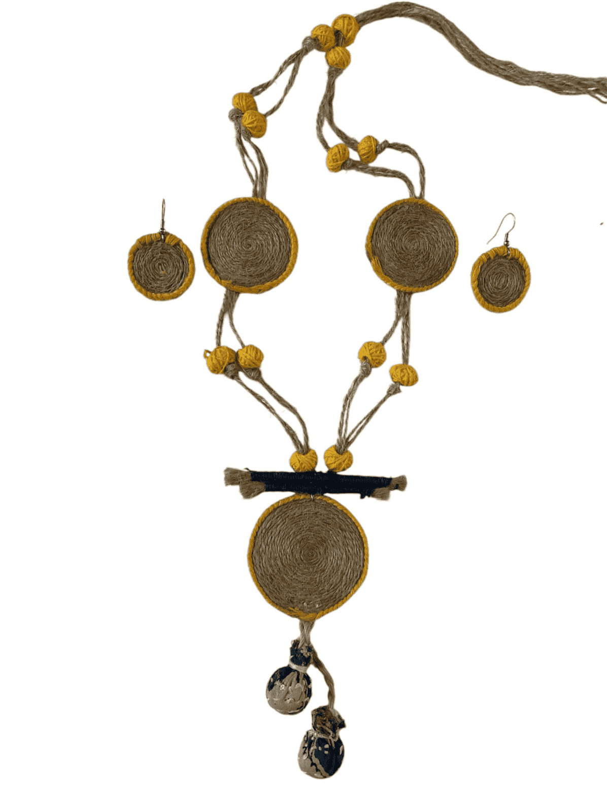 Yellow Coin shape Necklace set - Women | E-Khadi