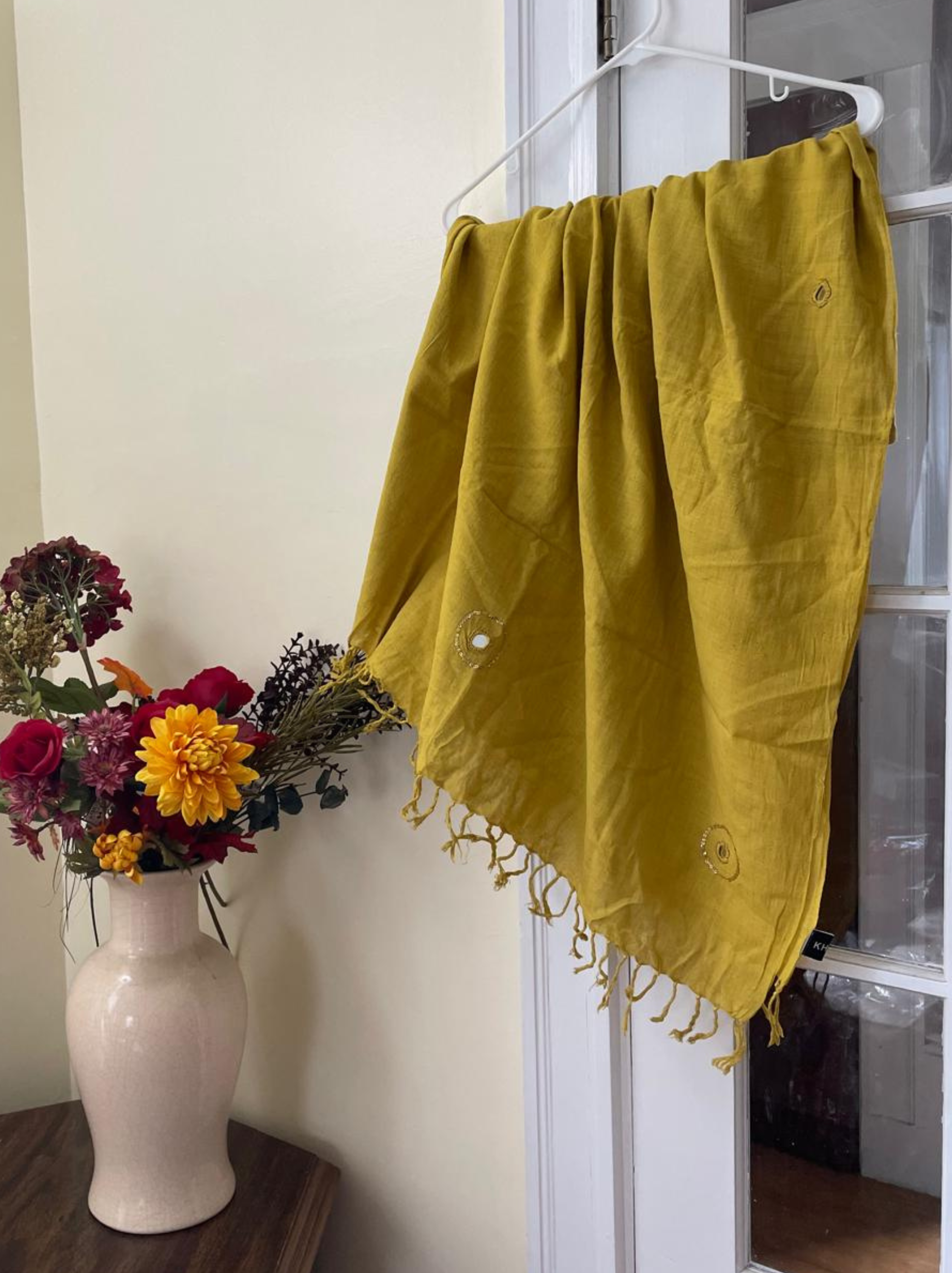 Handwoven Yellow Khadi Dupatta/Stole