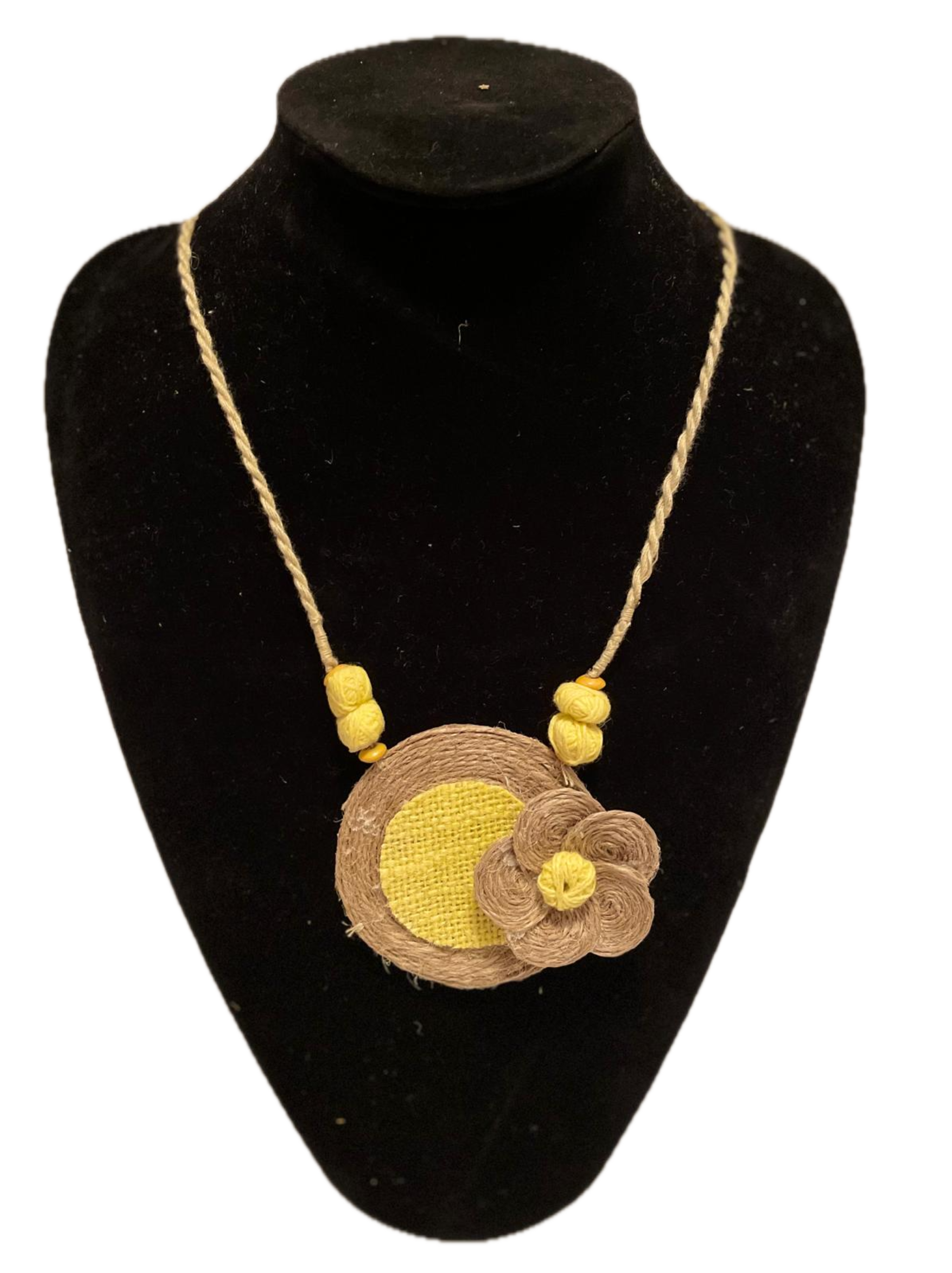 Jute Rounded Yellow Flower Tassel Set