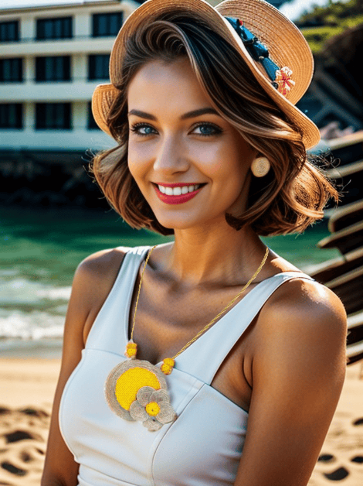 Rounded Yellow Flower Tassel Jewelry Set