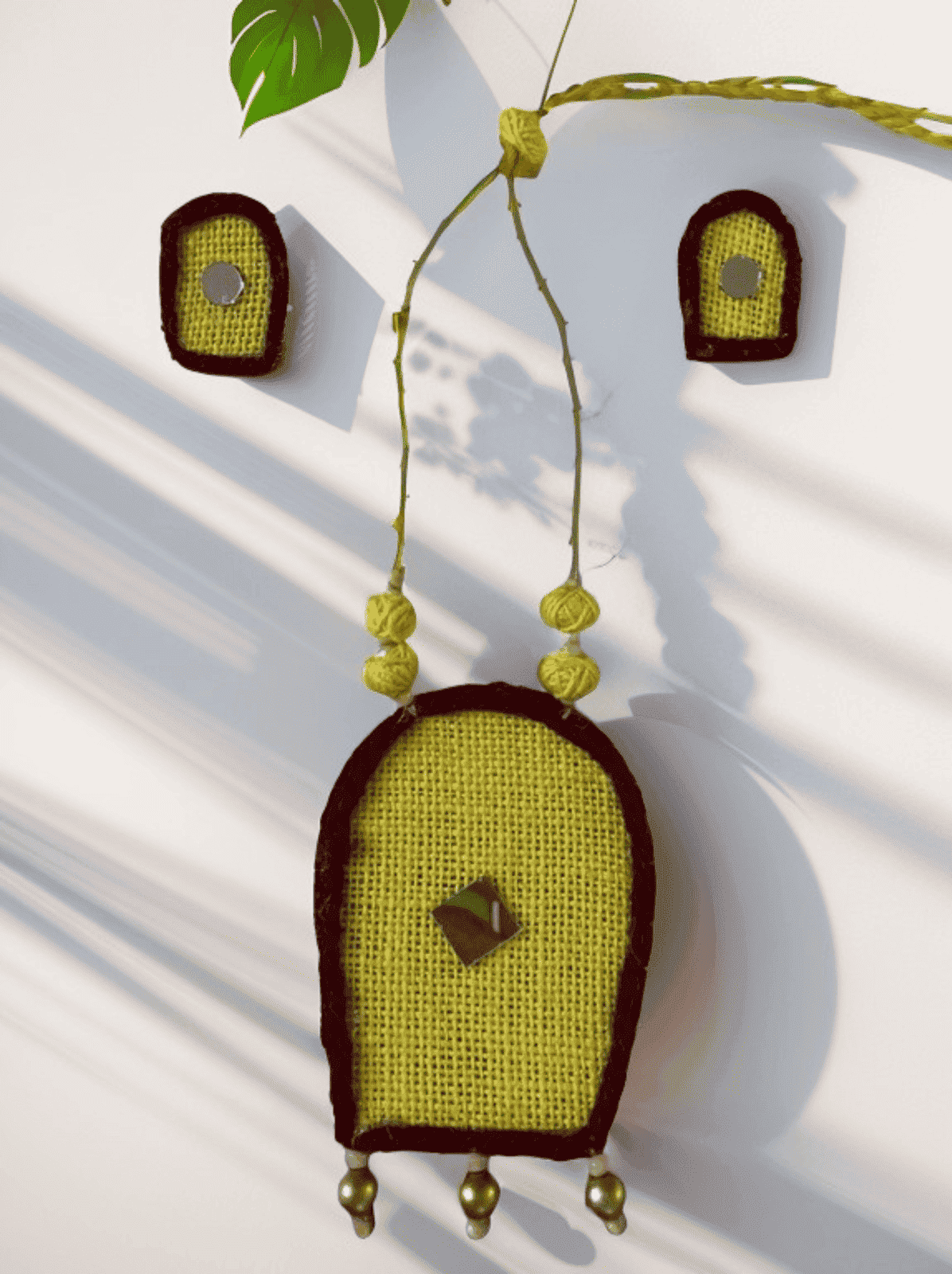 Yellow Robot shaped necklace set - Women | E-Khadi