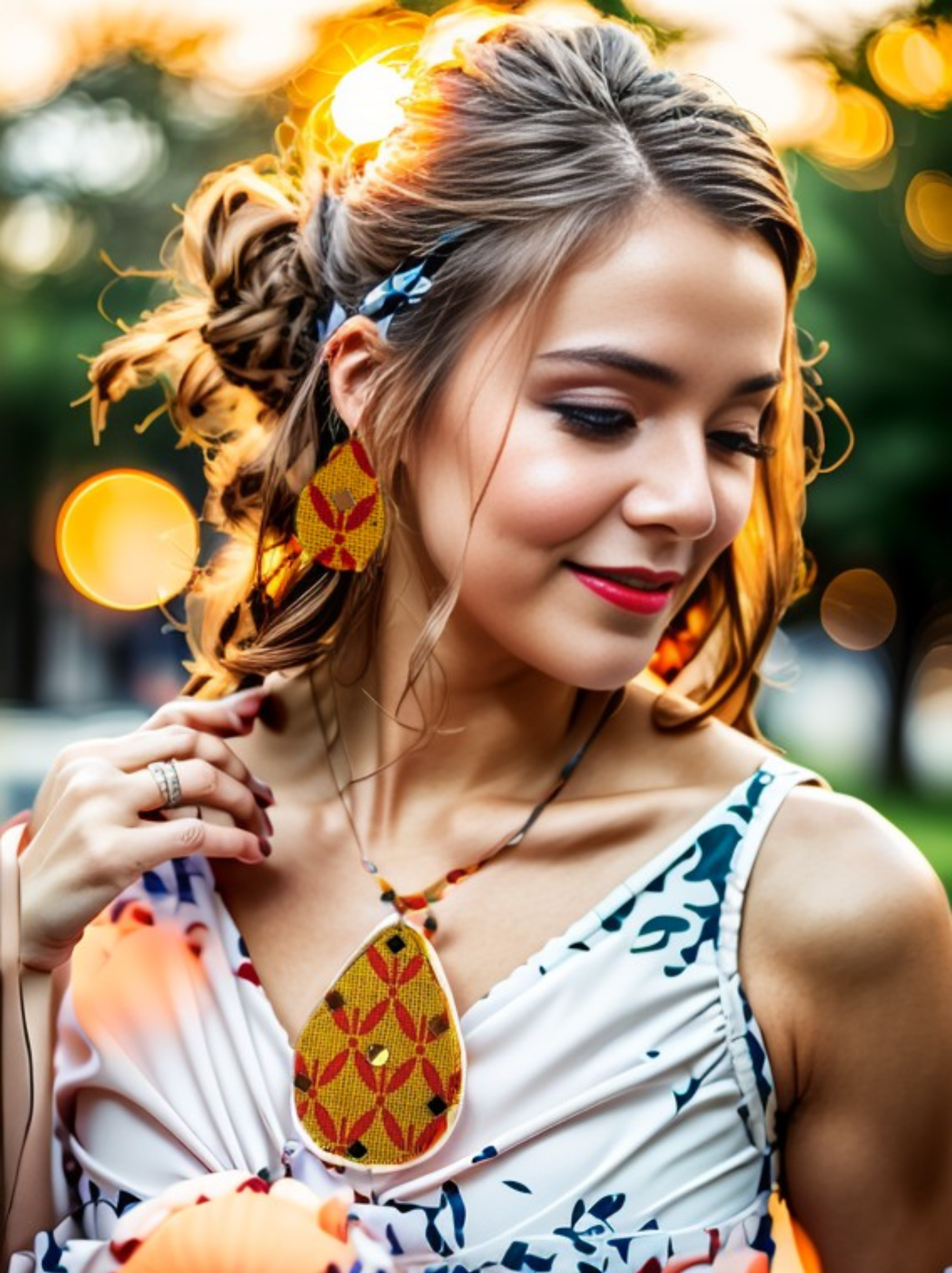 Jute Water drop Yellow Red Tassel Set